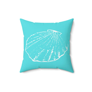 Aqua Beach Shell Outdoor Pillow