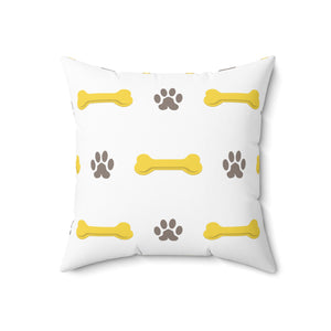 Dog Paw and Bone Outdoor Throw Pillow