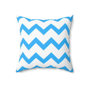 Light Blue Zig Zag Stripe Stripe Outdoor Pillow