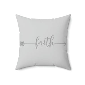 Faith Handwritten Grey Outdoor Pillow