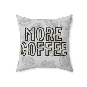 More Coffee Grey and White Outdoor Pillow