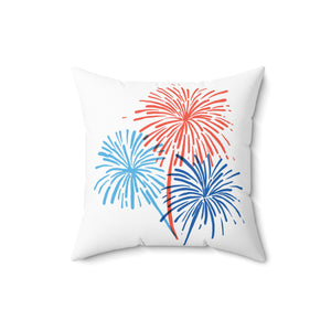 White Fireworks USA Outdoor Throw Pillow