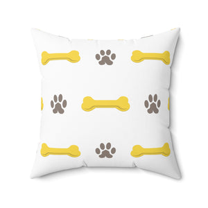 Dog Paw and Bone Outdoor Throw Pillow