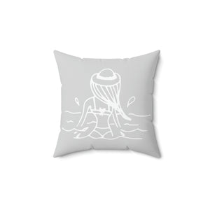 Beach Girl Doodle Outdoor Pillow