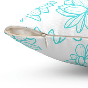 Turquoise Flower Outdoor Pillow