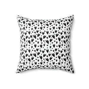 Black and White Pattern Heart Outdoor Pillows