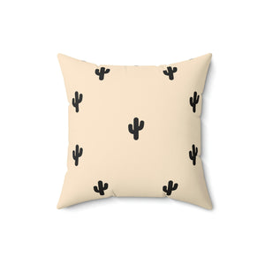 Peach and Black Cactus Pattern Outdoor Pillow