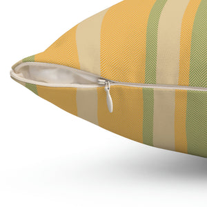 Yellow and Mint Stripe Outdoor Pillow