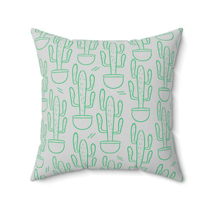 Grey and Green Cactus Outdoor Pillow