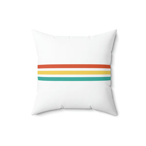 Vintage Rainbow Stripe White Outdoor Pillow