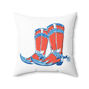 Boots, Red White & Blue, USA Outdoor Throw Pillow