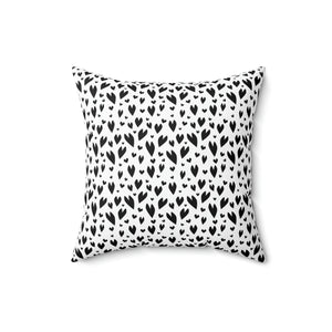 Black and White Pattern Heart Outdoor Pillows