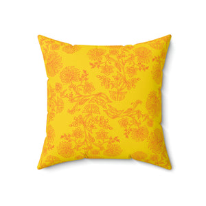 Gold Persian Flower Outdoor Throw Pillow