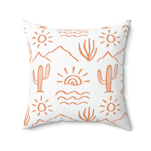 Orange Cactus Landscape Outdoor Pillow