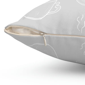 Coffee Grey and White Outdoor Pillow