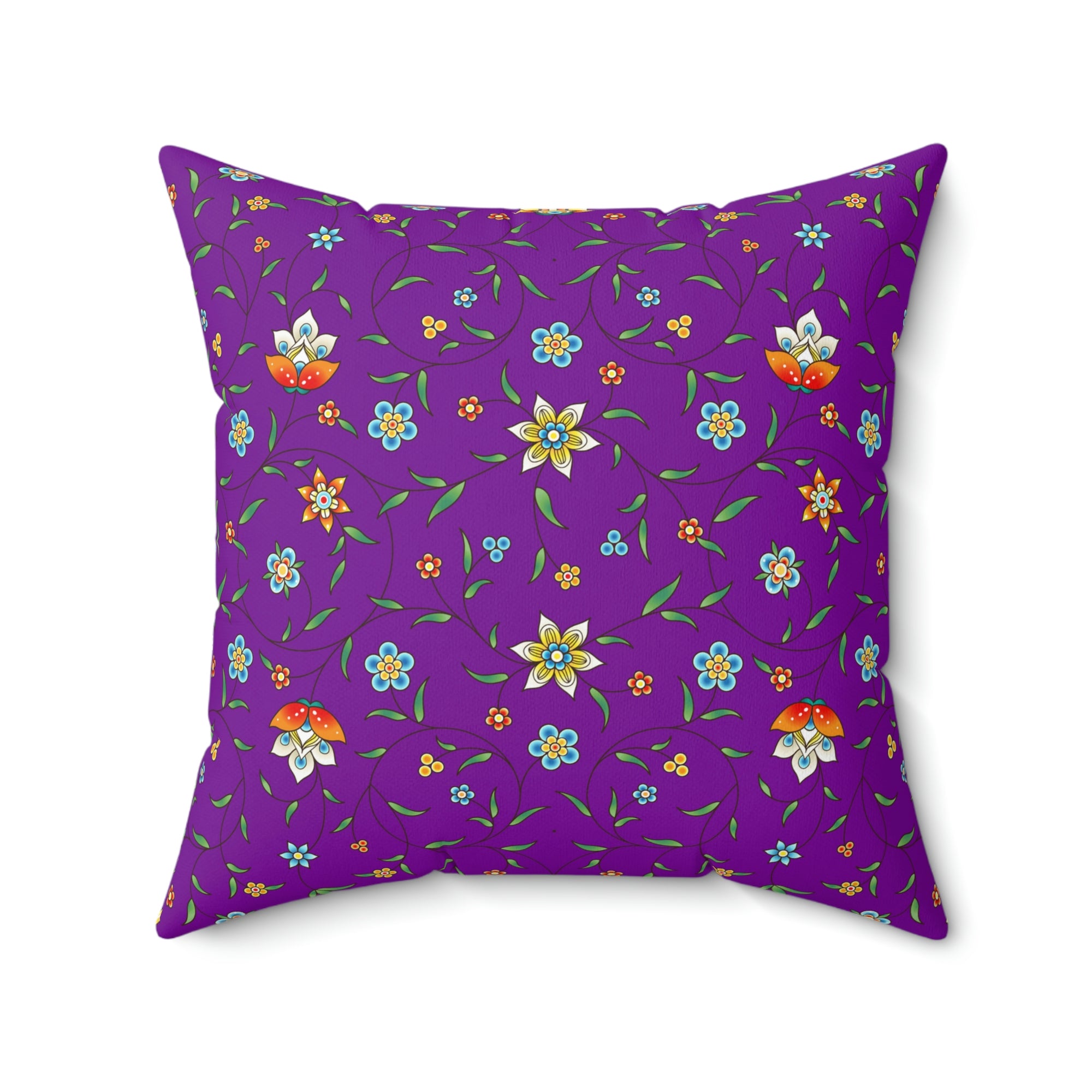 Purple Persian Flower Outdoor Throw Pillow