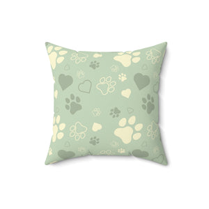 Green Dog Paw Outdoor Throw Pillow