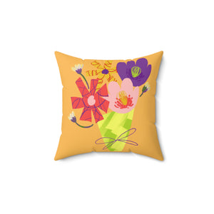 Hand Drawn Orange Flower Outdoor Pillow