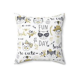 Fun Cat Pattern Outdoor Throw Pillow