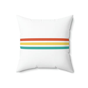 Vintage Rainbow Stripe White Outdoor Pillow