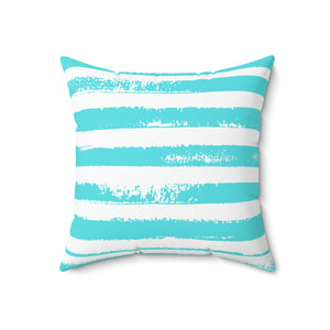 Distressed Aqua Stripe Outdoor Pillow