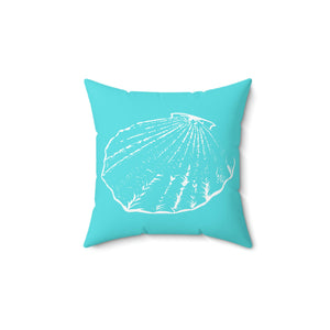 Aqua Beach Shell Outdoor Pillow