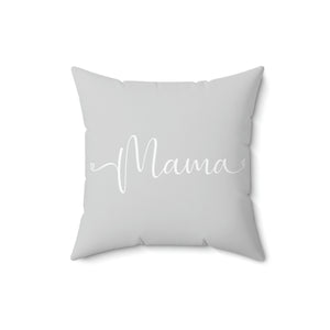 Light Grey and White Mama Outdoor Pillow