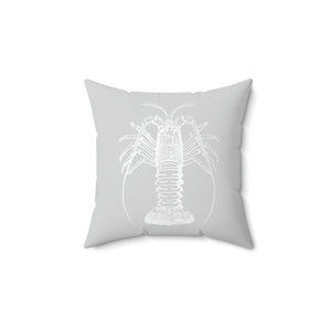 Lobster Grey and White Outdoor Pillow