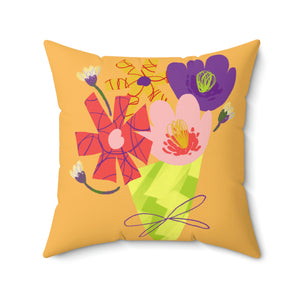 Hand Drawn Orange Flower Outdoor Pillow