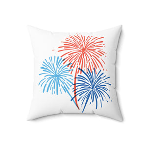 White Fireworks USA Outdoor Throw Pillow