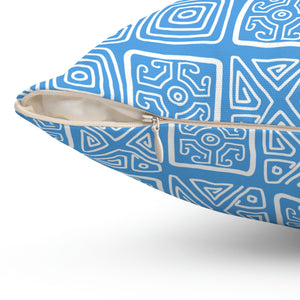 Blue Aztec Outdoor Throw Pillow