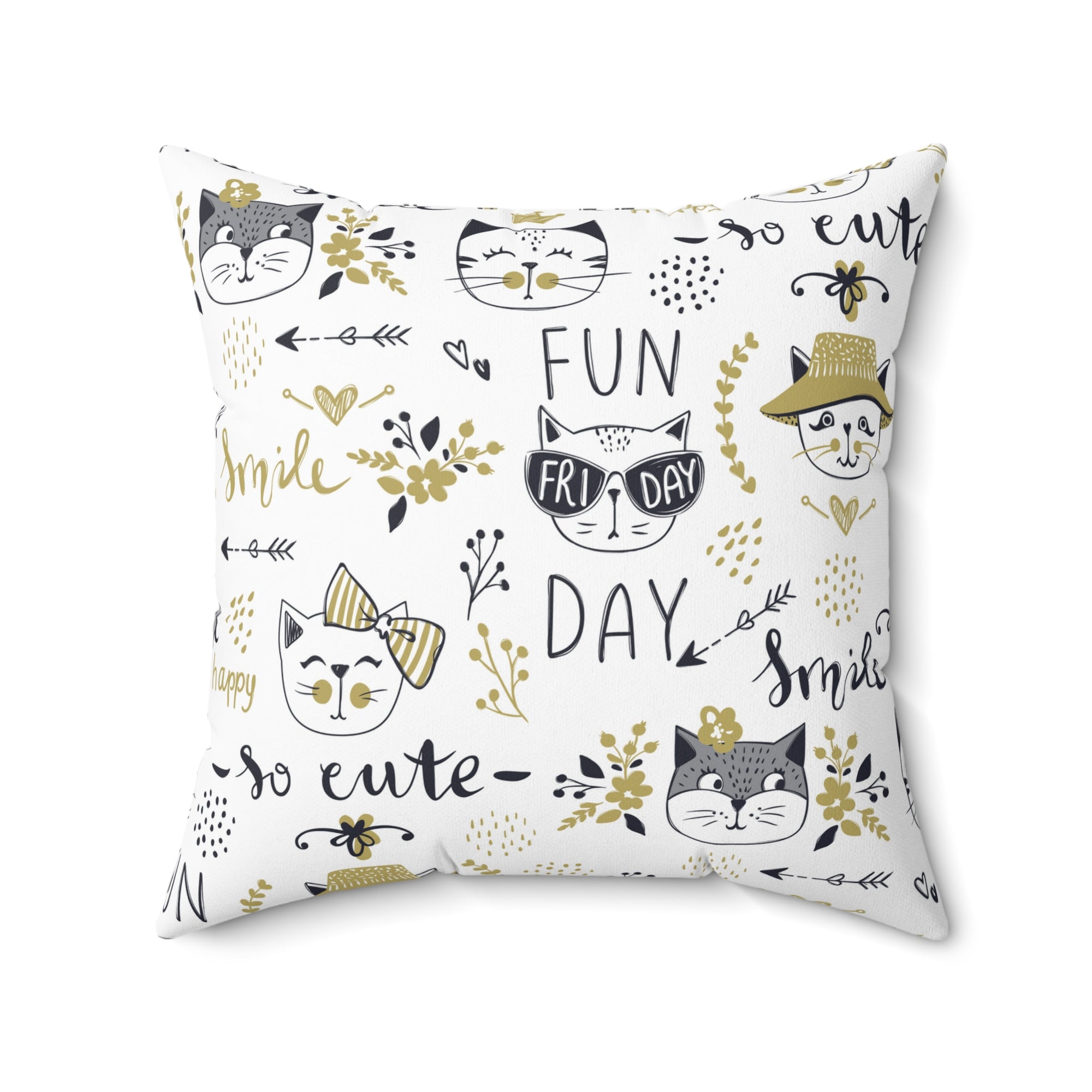 Fun Cat Pattern Outdoor Throw Pillow