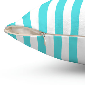 Aqua Blue Stripe Outdoor Pillow