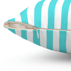 Aqua Blue Stripe Outdoor Pillow