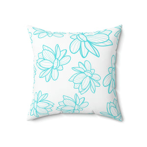 Turquoise Flower Outdoor Pillow