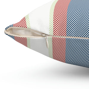 Blue and Red Stripe Outdoor Pillow