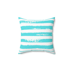 Distressed Aqua Stripe Outdoor Pillow