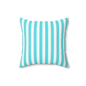 Aqua Blue Stripe Outdoor Pillow