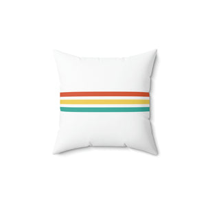 Vintage Rainbow Stripe White Outdoor Pillow