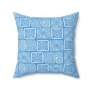 Blue Aztec Outdoor Throw Pillow