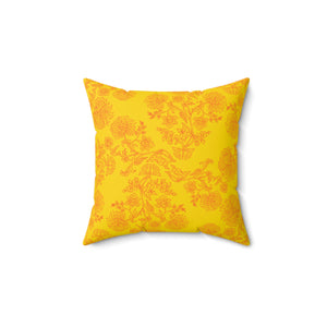 Gold Persian Flower Outdoor Throw Pillow