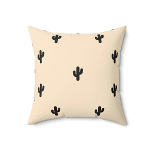 Peach and Black Cactus Pattern Outdoor Pillow