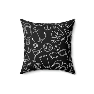 Black Beach Outdoor Throw Pillow