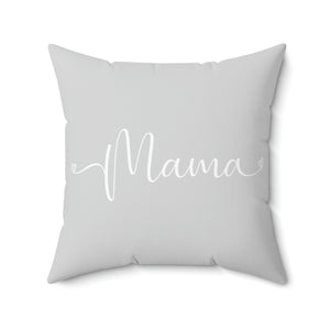 Light Grey and White Mama Outdoor Pillow