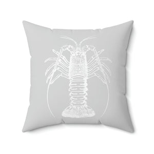 Lobster Grey and White Outdoor Pillow