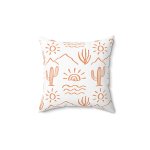 Orange Cactus Landscape Outdoor Pillow