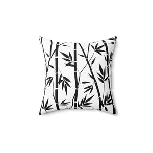 Black and White Bamboo Pattern Outdoor Throw Pillow