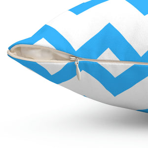 Light Blue Zig Zag Stripe Stripe Outdoor Pillow