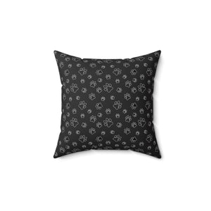 Black Paw Outdoor Throw Pillow