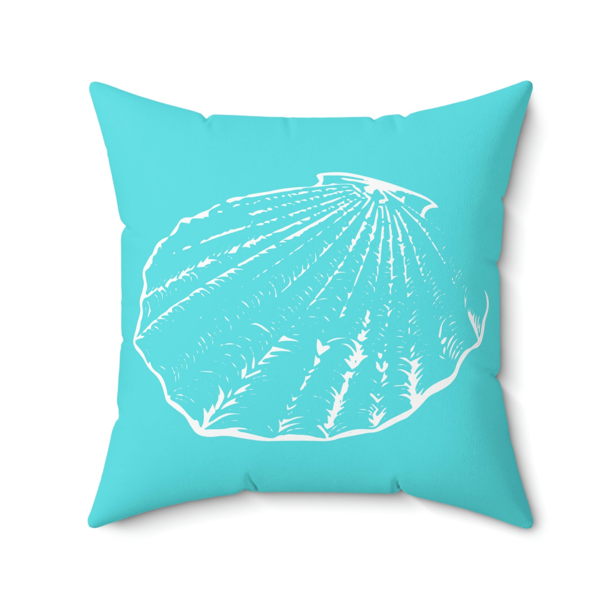 Aqua Beach Shell Outdoor Pillow